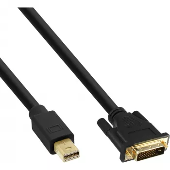 InLine Mini DisplayPort (vyriškas) į DVI-D 24+1 (vyriškas) kabelis, juodas/auksinis, 0,5 m