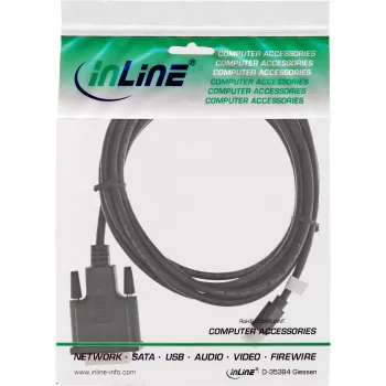 InLine Mini DisplayPort (vyriškas) į DVI-D 24+1 (vyriškas) kabelis, juodas/auksinis, 0,5 m