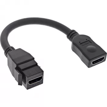 InLine HDMI Keystone adapterio kabelis 4K/60Hz, HDMI A lizdas/lizdas, juodas, 0,2 m