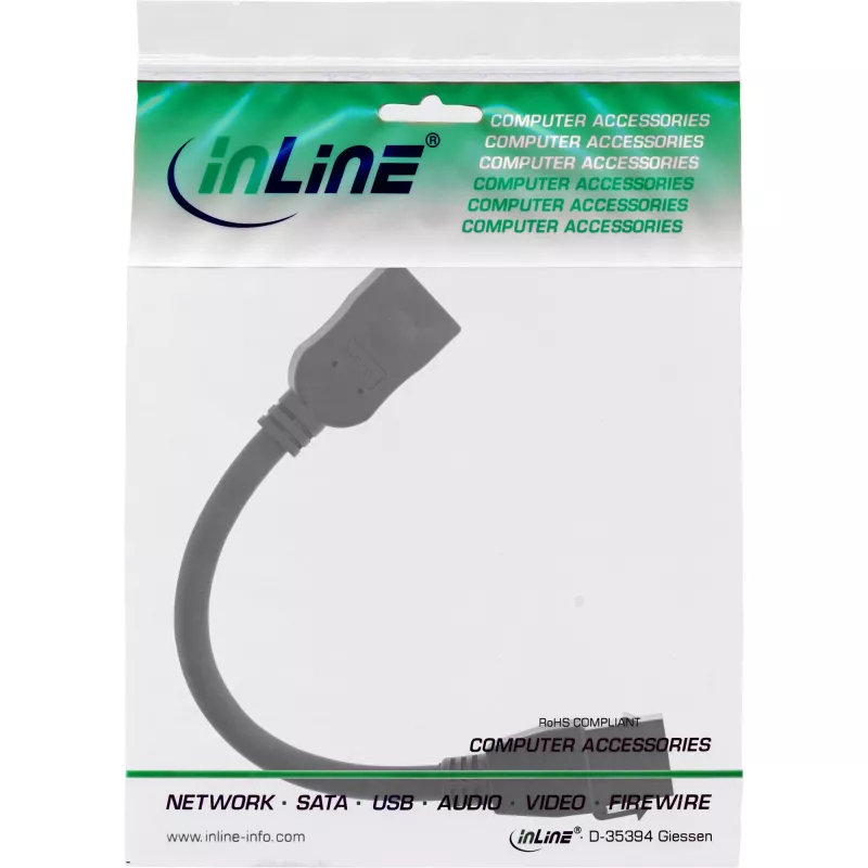 InLine HDMI Keystone adapterio kabelis 4K/60Hz, HDMI A lizdas/lizdas, juodas, 0,2 m