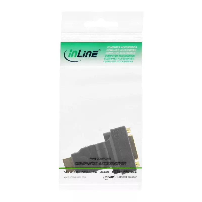 InLine HDMI į DVI adapteris HDMI kištukas / 24+1 lizdas 180° kampu, auksuoti kontaktai