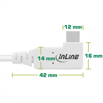 InLine USB4 laidas, USB-C, vienas galas lenktas, PD 240W, 8K60Hz, TPE, baltas, 2m