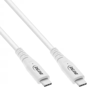 InLine USB4 laidas, USB-C vyriškas/vyriškas, PD 240W, 8K60Hz, TPE, baltas, 0,5 m