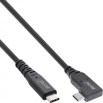 InLine USB4 laidas, USB-C, vienu kampu, PD 240W, 8K60Hz, TPE, juodas, 1,5 m