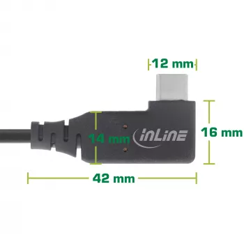 InLine USB4 laidas, USB-C, vienu kampu, PD 240W, 8K60Hz, TPE, juodas, 1,5 m