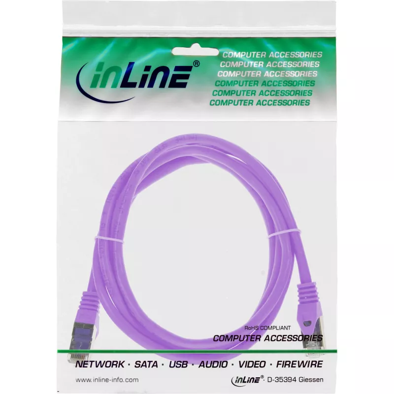 Pataisos kabelis InLine 72502P SF/UTP Cat5e 2m Violetinis