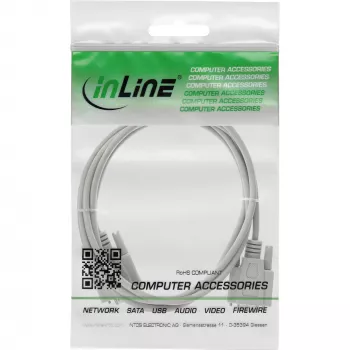 InLine Serial prailginimo laidas, 9 kontaktų kištukas / lizdas, lietinis, 1:1 sujungimas, 2 m