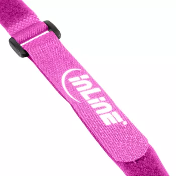 InLine® kabelių raiščiai su lipnia juostele 20 x 200 mm, 10 vnt., rožiniai