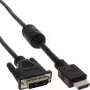 InLine HDMI-DVI laidas 19 kaiščių vyriškas / 18+1 vyriškas + ferito žiedas juodas 5 m