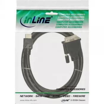 InLine HDMI-DVI laidas 19 kaiščių vyriškas / 18+1 vyriškas + ferito žiedas juodas 5 m
