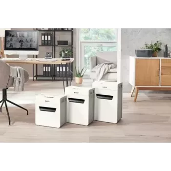 Popieriaus smulkintuvas LEITZ IQ Protect Premium 6M P5 — mikro pjūvis, 18 l, liečiamasis valdymas, 351×204×355 mm