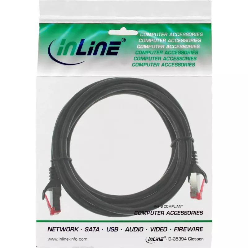InLine Patch kabelis S/FTP PiMF Cat.6 250MHz PVC CCA juodas 0,3m
