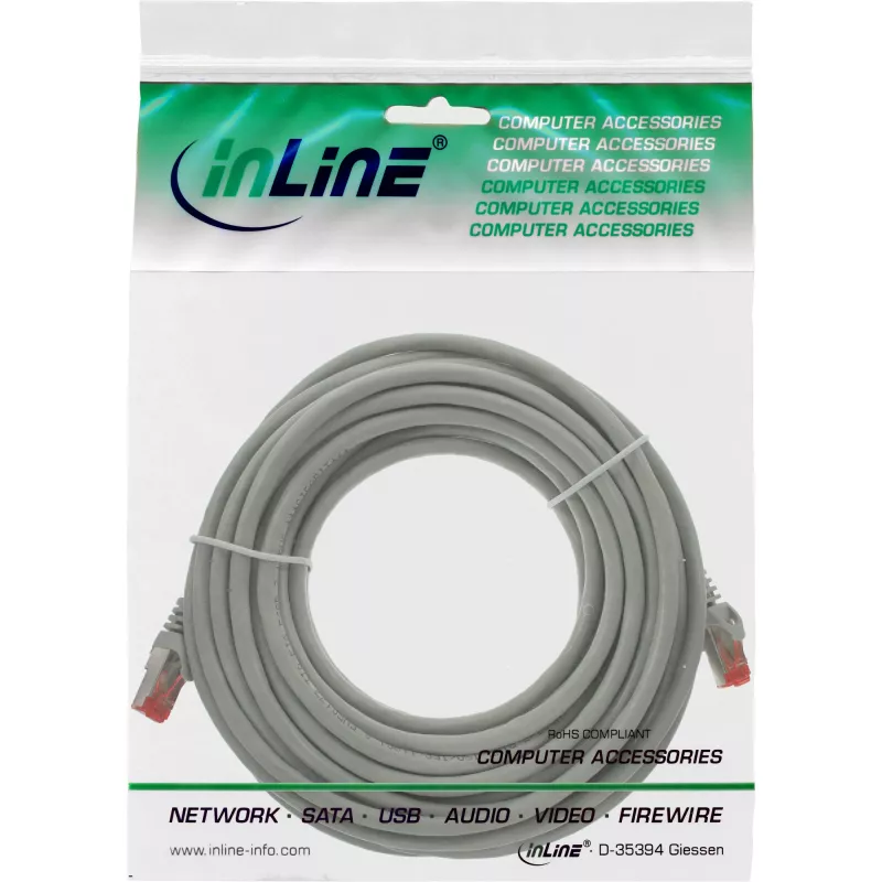 InLine Patch Laidas S/FTP PiMF Cat.6 250MHz PVC CCA pilkas 7,5m