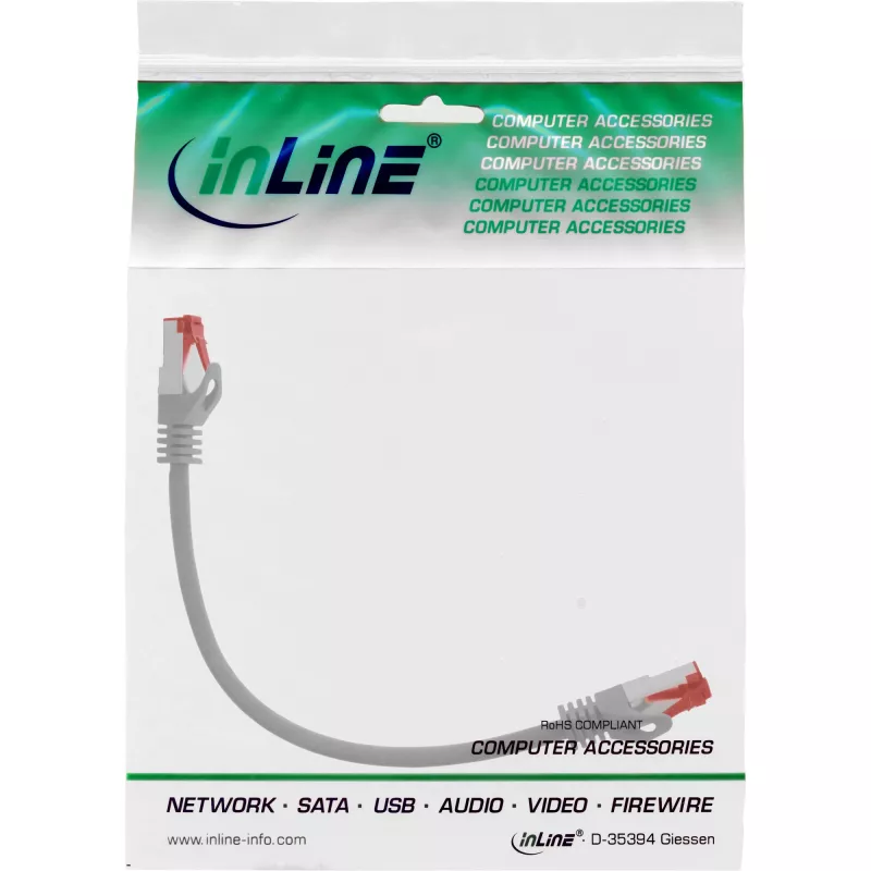 InLine Patch Laidas S/FTP PiMF Cat.6 250MHz PVC CCA pilkas 0,25m