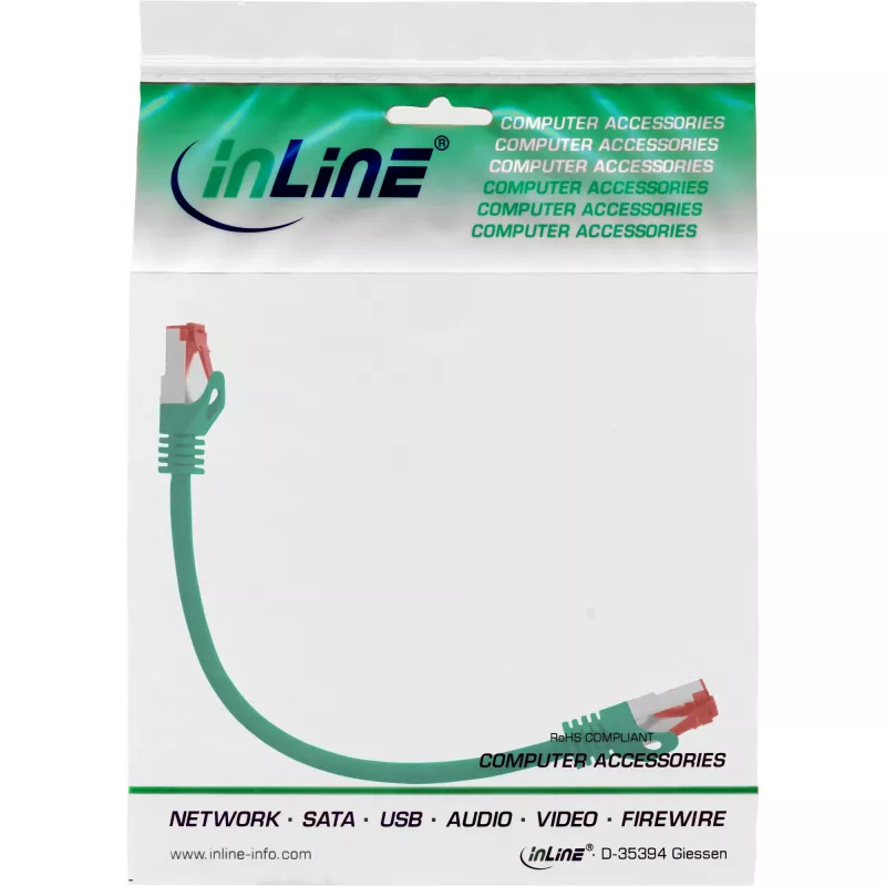 InLine Patch kabelis S/FTP PiMF Cat.6 250MHz PVC CCA žalias 0,25m