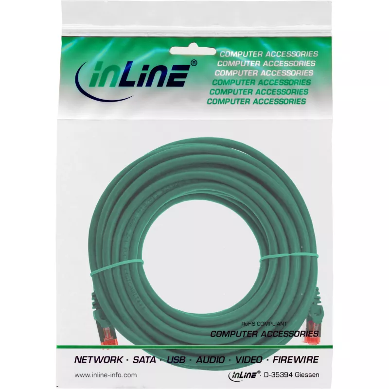 InLine Patch Laidas S/FTP PiMF Cat.6 250MHz PVC CCA žalias 5m