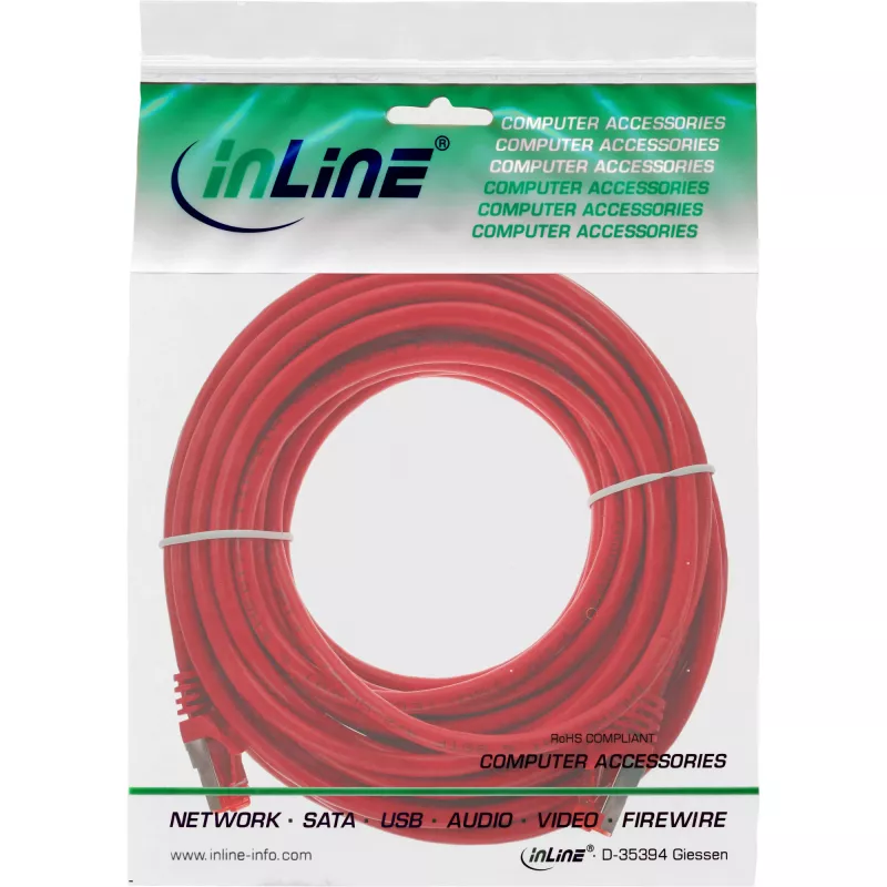 InLine Patch Laidas S/FTP PiMF Cat.6 250MHz PVC CCA raudonas 5m