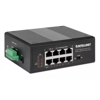 Intellinet 8 prievadų Gigabit Ethernet PoE+ pramoninis tinklo jungiklis