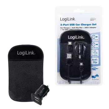 Automobilinis USB įkroviklis LogiLink PA0204 Universalus Juodas Cigaretiniam degtukui 12/24V 2.1A