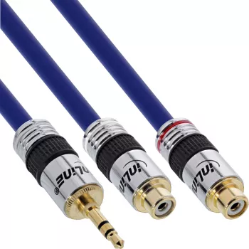 InLine Audio Cable Premium 2x RCA moteriška / 3,5 mm vyriška auksuota 0,25 m