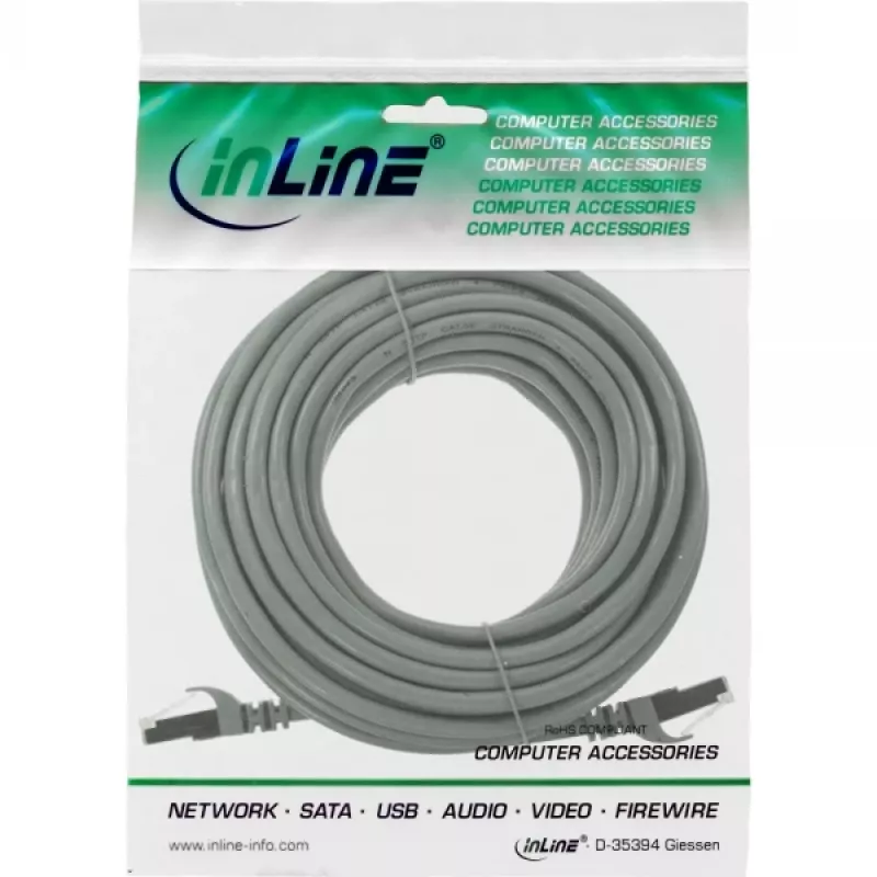 InLine Patch Laidas U/UTP Cat.5e AWG26 pilkas 10m
