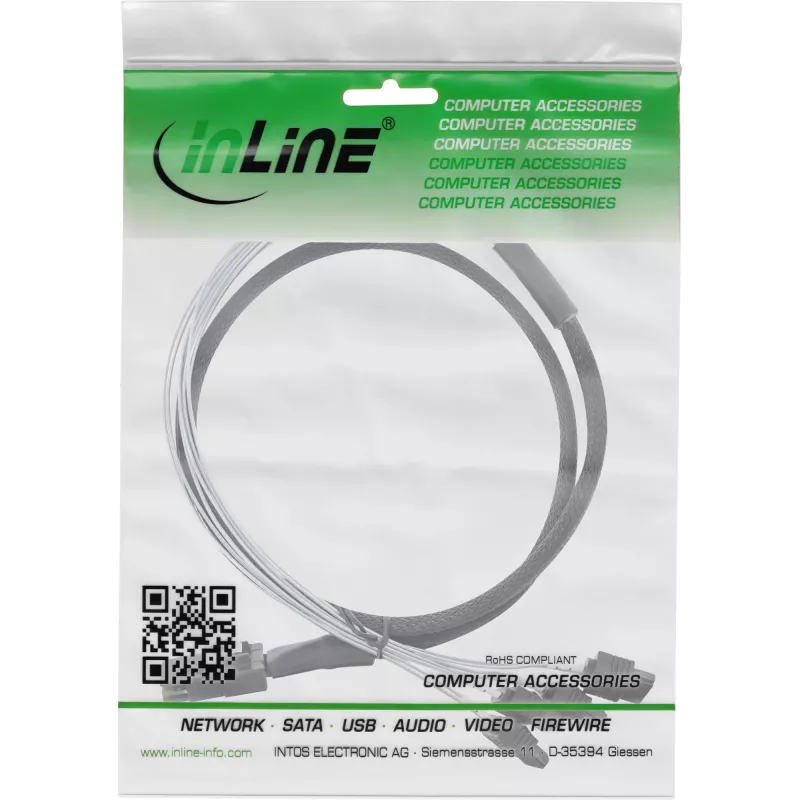 InLine SAS kabelis Mini SAS SFF8087 į 4x SATA tiesioginis OCR 0,5 m