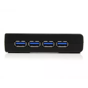 StarTech.com 4 prievadų juodas SuperSpeed USB 3.0 šakotuvas, USB 3.2 Gen 1 (3.1 Gen 1) Type-A, 5000 Mbit/s, juodas, su maitinimu, 5 V, 2 A