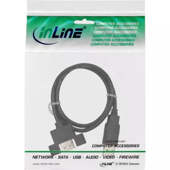 InLine 100 vnt. didmeninė pakuotė USB 2.0 laidas A kištukas į A lizdas skydelio angai 0,6 m