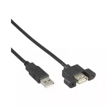 InLine 100 vnt. didmeninė pakuotė USB 2.0 laidas A kištukas į A lizdas skydelio angai 0,6 m