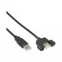 InLine 100 vnt. didmeninė pakuotė USB 2.0 laidas A kištukas į A lizdas skydelio angai 0,6 m