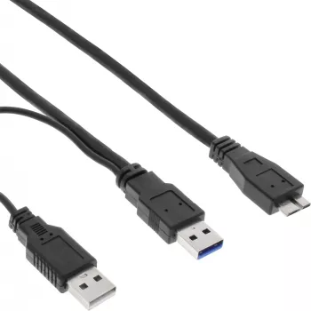 InLine USB 3.2 Gen.1 Y-Cable 2x Type A vyriškas / Micro B vyriškas, juodas, 1,5 m