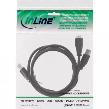 InLine USB 3.2 Gen.1 Y-Cable 2x Type A vyriškas / Micro B vyriškas, juodas, 1,5 m