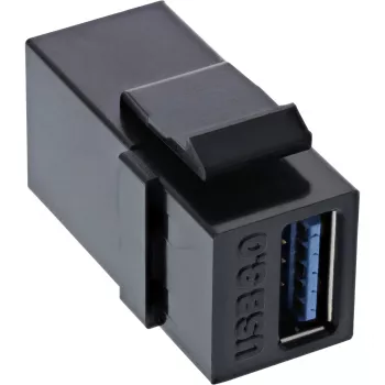 InLine USB 3.1 Snap-In modulis, USB-A F/F, juodas korpusas