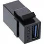 InLine USB 3.1 Snap-In modulis, USB-A F/F, juodas korpusas