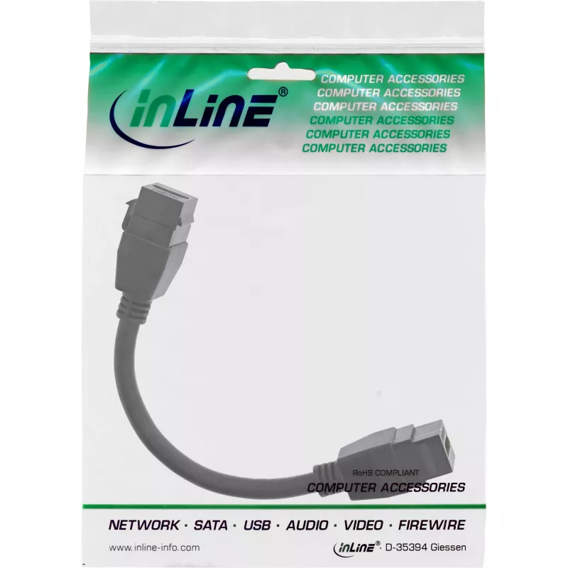 InLine HDMI 2x Keystone laidas 4K/60Hz, HDMI A moteriška/moteriška, juodas, 0,2 m