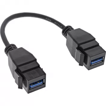InLine USB 3.2 Gen1 2x keystone adapterinis kabelis, 2x USB A keystone lizdai, 0,2 m