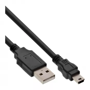 InLine USB 2.0 Mini laidas USB A tipas (vyriškas) / Mini B (vyriškas), 5 kontaktų, juodas, 0,3 m