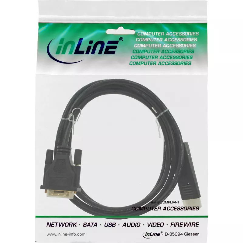 InLine DisplayPort į DVI keitiklio kabelis, juodas, 5m