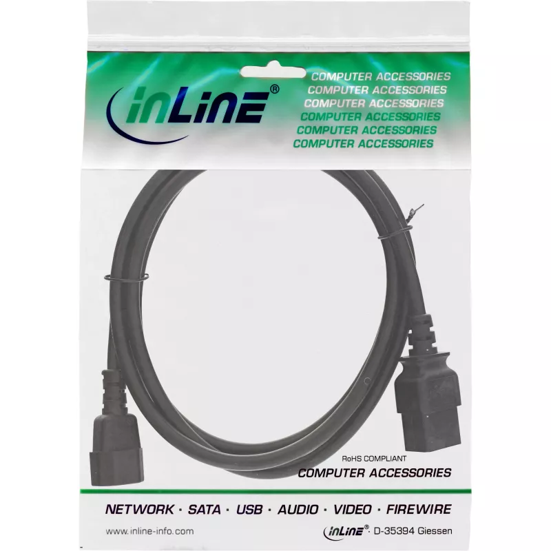 InLine maitinimo adapterio laidas, IEC-60320 C14 į C19, 3x1,5 mm², maks. 10 A, 2 m