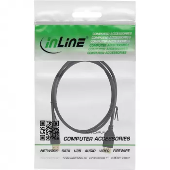 InLine USB 2.0 ilginimo laidas USB A kištukas / lizdas, auksuoti kontaktai, juodas, 1,2 m