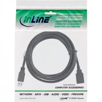 InLine USB 3.2 Gen.1 ilginimo laidas, A tipas (vyriškas) / A tipas (moteriškas), juodas, 5 m