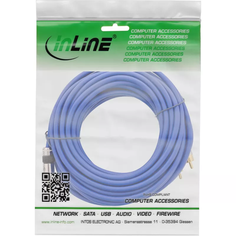 InLine Audio Cable Premium 2x RCA vyras / 3,5 mm lizdas auksuotas 25 m