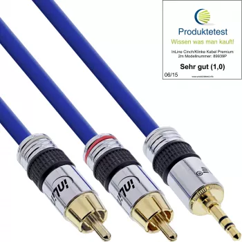 InLine Audio Cable Premium 2x RCA vyras / 3,5 mm vyras auksuotas 0,5 m