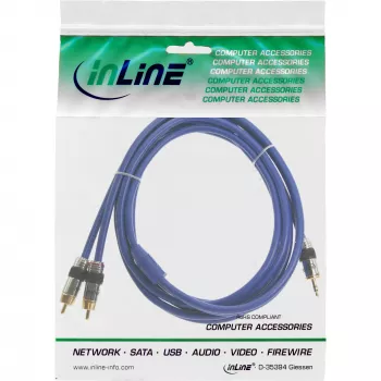 InLine Audio Cable Premium 2x RCA vyras / 3,5 mm vyras auksuotas 0,5 m