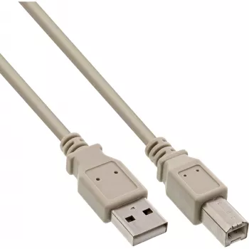 USB 2.0 kabelis, A tipo kištukas / B tipo kištukas, pilkas, 3 m, InLine 34535L