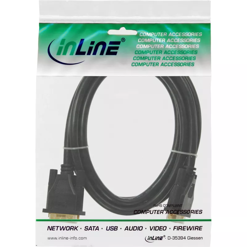 DVI-D laidas Premium 24+1 kištukas / kištukas Dual Link auksuotas 7,5 m InLine 17787P