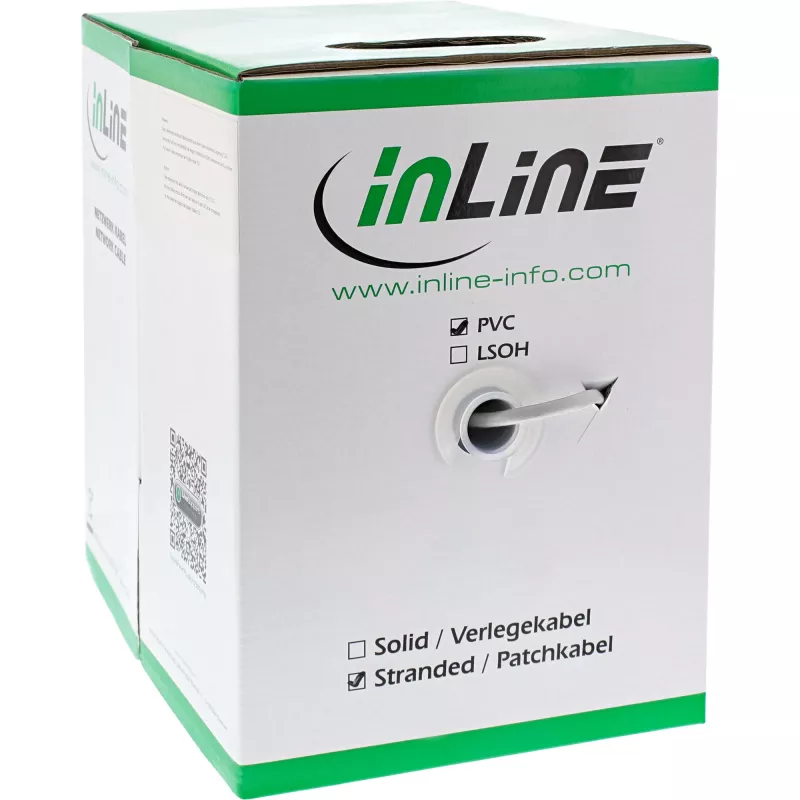 InLine Patch Cable SF/UTP Cat.5e AWG26 CCA PVC baltas 100 m