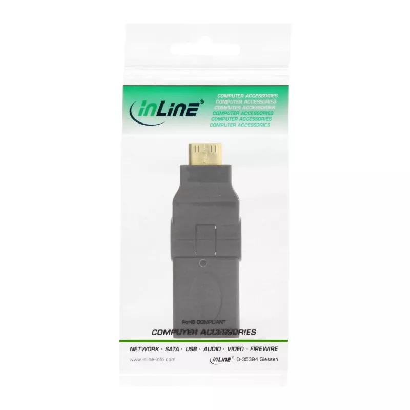 HDMI adapteris InLine 17690M HDMI A (mot.) / HDMI C (pat.) pasukamas, auksuoti kontaktai
