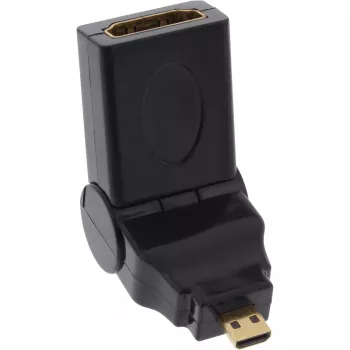 HDMI adapteris A lizdas / D kištukas pasukamas auksuotas InLine 17690L