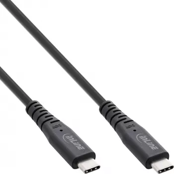 InLine USB4 kabelis, USB-C vyriškas/vyriškas, PD 240W, 8K60Hz, TPE juodas 0,5m